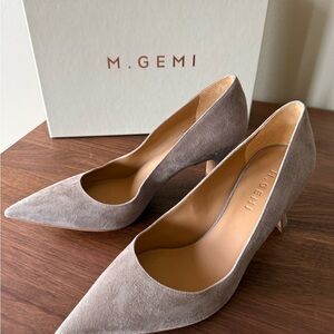 M. Gemi Taupe Suede Pointed Toe Heels
